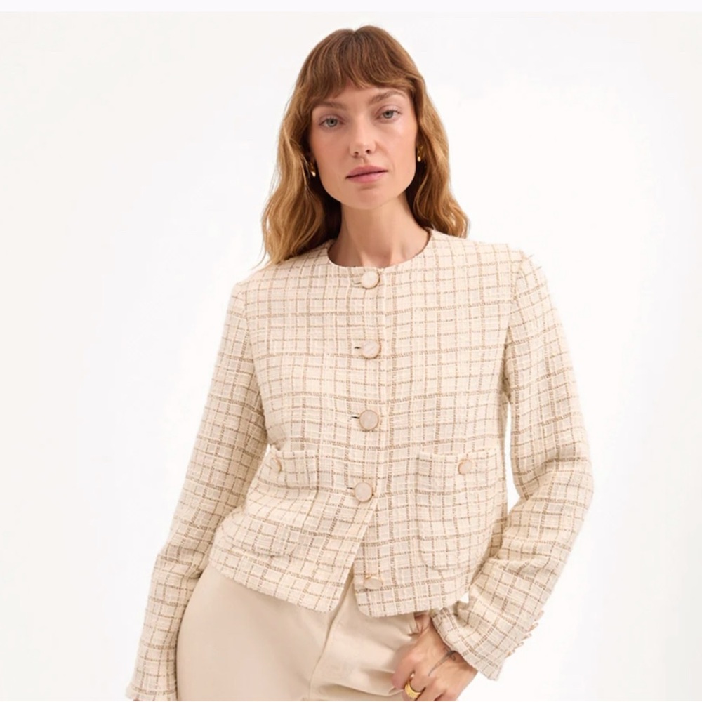Women's Cream Tweed Jacket by Designer Veronica Beard - Size 10